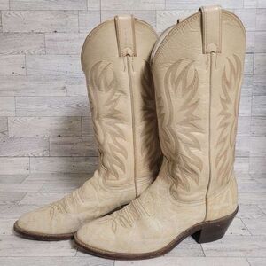 Vintage Justin Western Brown Exotic Elephant Print Leather Cowboy Boots Men's 8